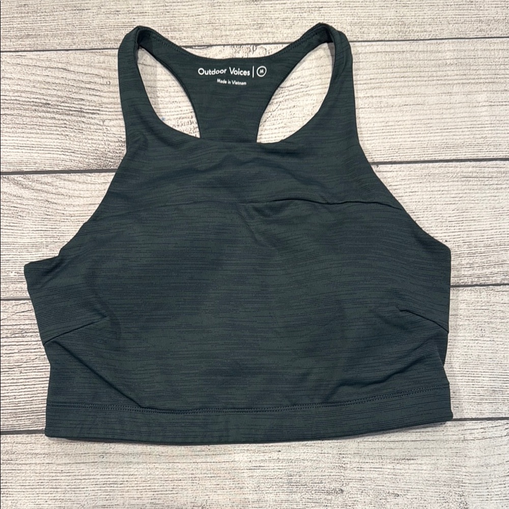 Women’s Outdoor Voices Techsweat Crop Top Racerback Sports Bra size M green